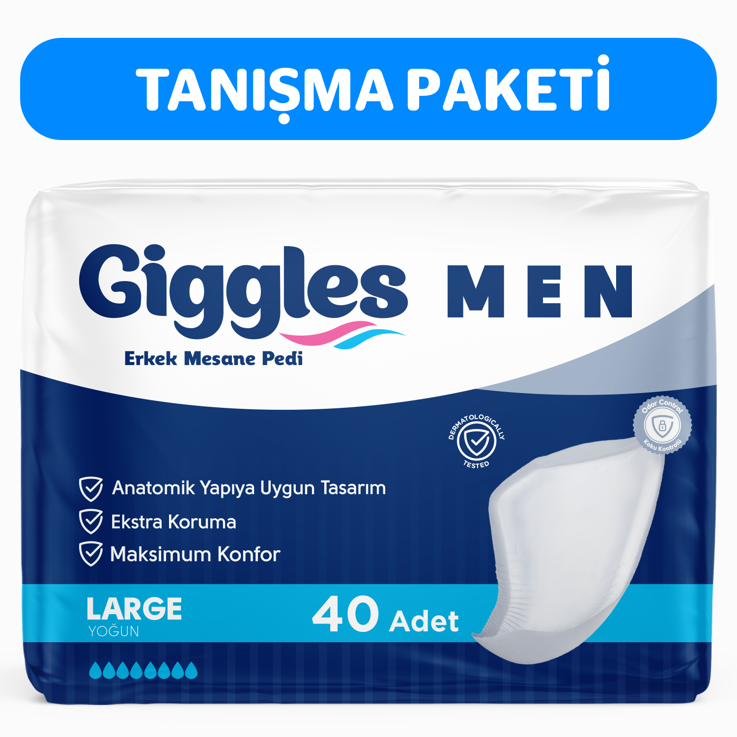 Giggles Yetişkin Erkek Mesane Pedi - L Beden - 2 Paket 40 Adet